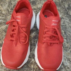 Womens Preowned Skechers D'Lite 12861 Red Size 8.5
